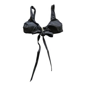 Lululemon Black Front Tie Minimalist Sporty Swimming suit Top Bra sz XS